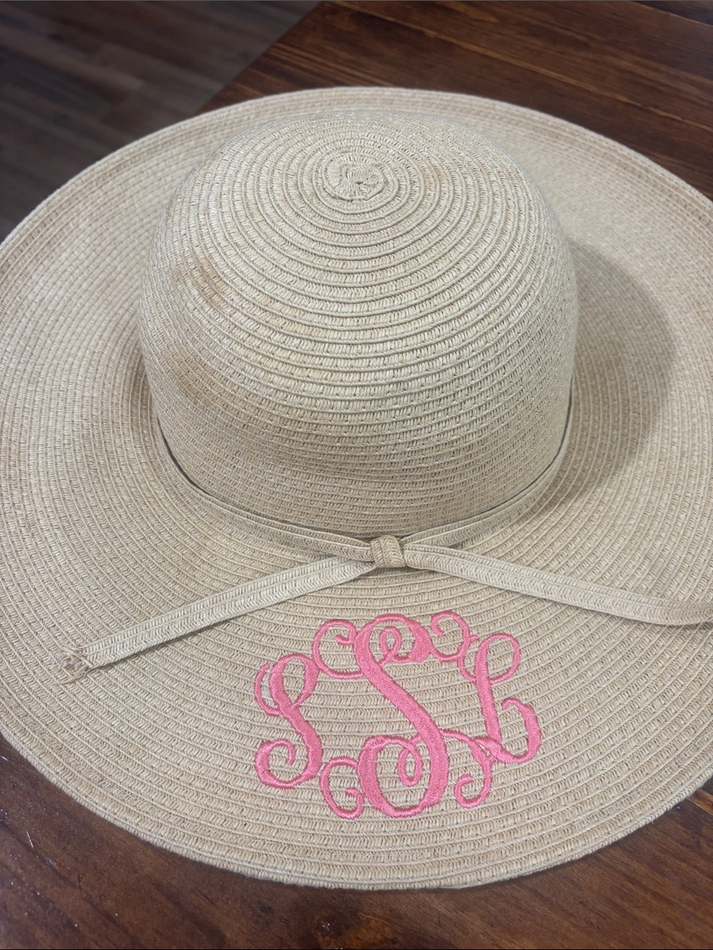Beige Straw Hat with SSL Monogram